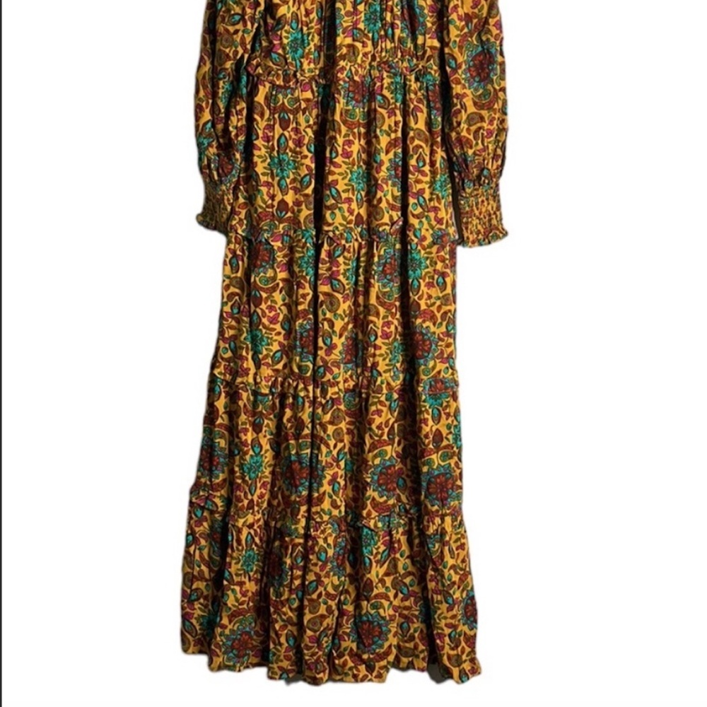 House of Harlow Mustard tiered long sleeve maxi dress - size S oversized - Picture 2 of 8